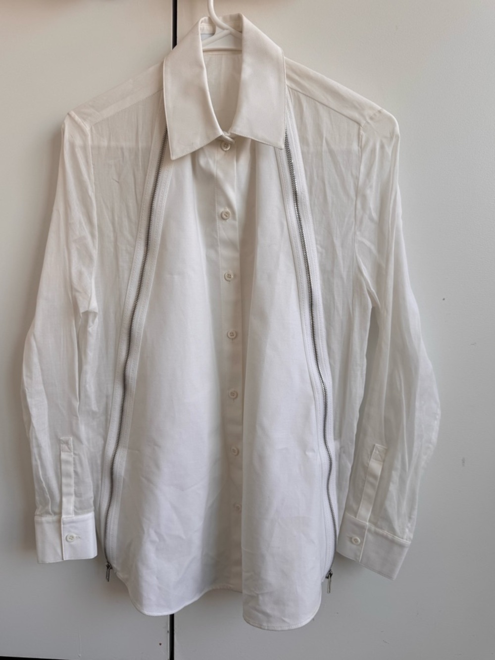 Givenchy Women White Long-Sleeve Button Shirt with Zipper size 36/XS